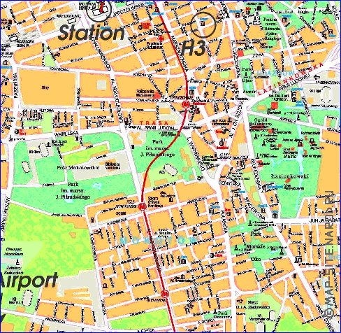 mapa de Varsovia em polones