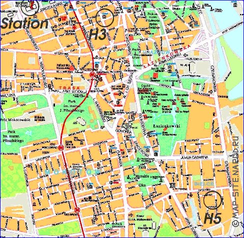 mapa de Varsovia em polones