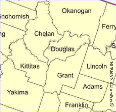 Administrativa mapa de  estado Washington