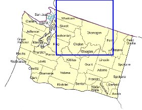 Administrativa mapa de  estado Washington