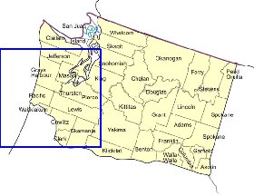 Administrativa mapa de  estado Washington