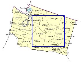 Administrativa mapa de  estado Washington