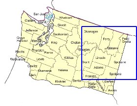 Administrativa mapa de  estado Washington