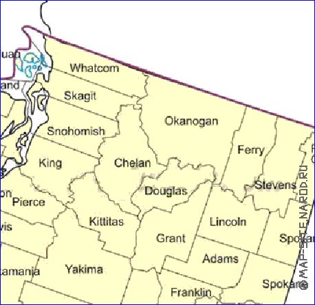 Administrativa mapa de  estado Washington