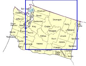 Administrativa mapa de  estado Washington