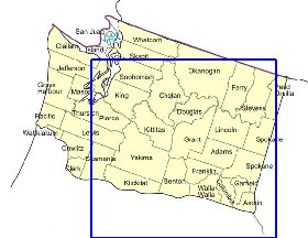 Administrativa mapa de  estado Washington