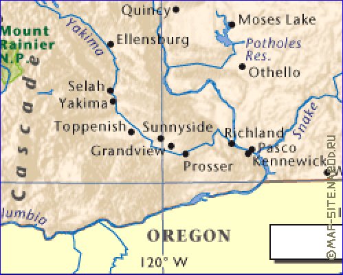 mapa de  estado Washington em ingles