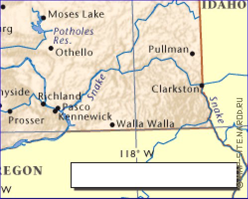 mapa de  estado Washington em ingles