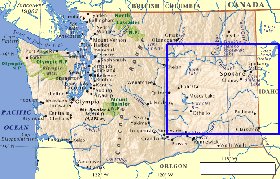 mapa de  estado Washington em ingles