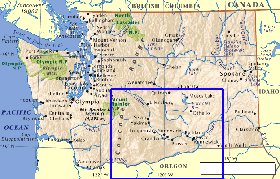 mapa de  estado Washington em ingles