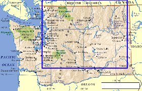 mapa de  estado Washington em ingles