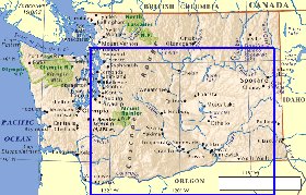 mapa de  estado Washington em ingles