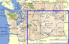 mapa de  estado Washington em ingles