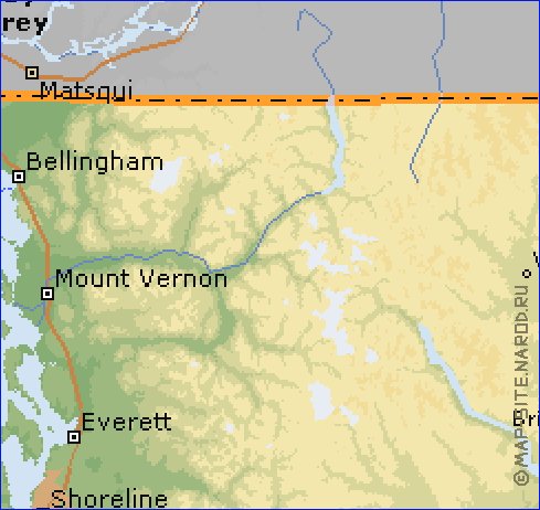 mapa de  estado Washington