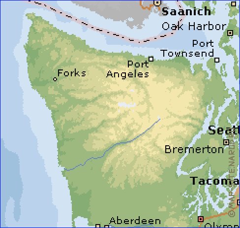 mapa de  estado Washington