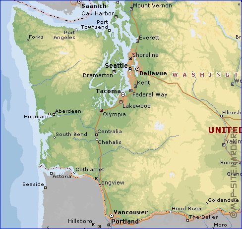 carte de  etat Washington