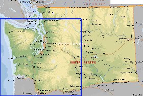 mapa de  estado Washington