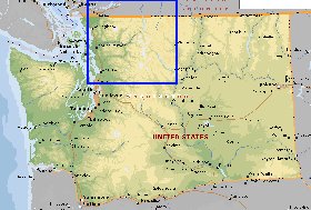 mapa de  estado Washington