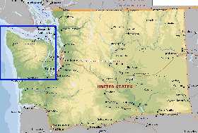 mapa de  estado Washington