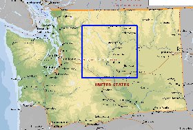 mapa de  estado Washington