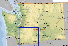 mapa de  estado Washington