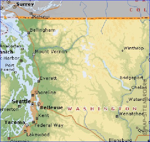 mapa de  estado Washington