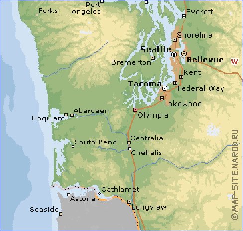 mapa de  estado Washington