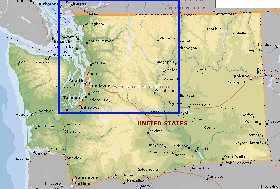 mapa de  estado Washington