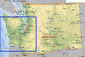 mapa de  estado Washington