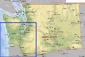 mapa de  estado Washington