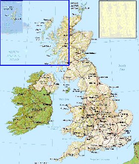 carte de Royaume-Uni en anglais