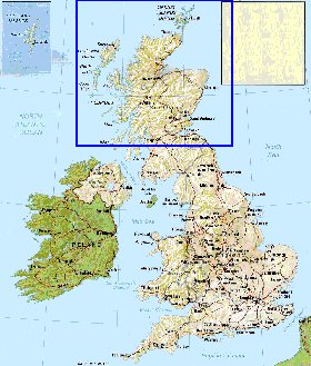 carte de Royaume-Uni en anglais