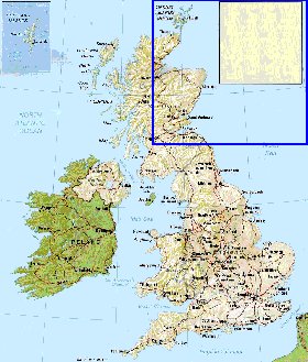 carte de Royaume-Uni en anglais