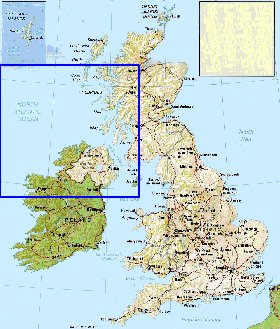 carte de Royaume-Uni en anglais