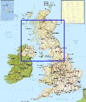 carte de Royaume-Uni en anglais