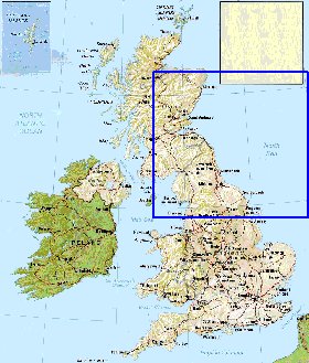 mapa de Reino Unido em ingles