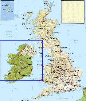 carte de Royaume-Uni en anglais