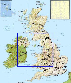 mapa de Reino Unido em ingles