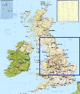 mapa de Reino Unido em ingles