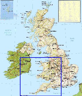 mapa de Reino Unido em ingles