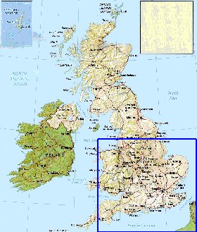 mapa de Reino Unido em ingles