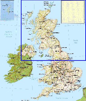 carte de Royaume-Uni en anglais