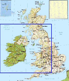 mapa de Reino Unido em ingles