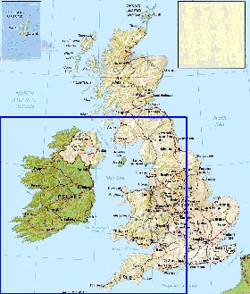 carte de Royaume-Uni en anglais