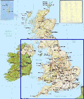 carte de Royaume-Uni en anglais