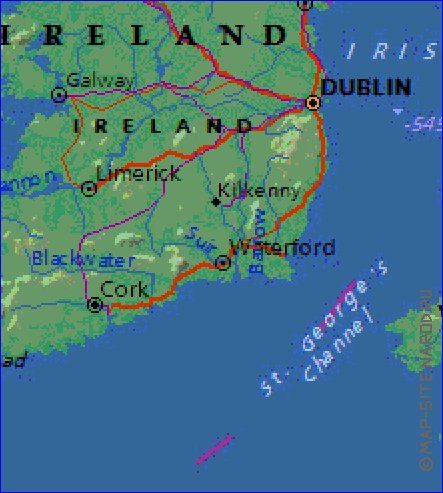 Fisica mapa de Reino Unido em ingles