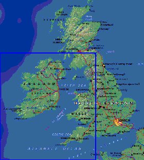 Fisica mapa de Reino Unido em ingles