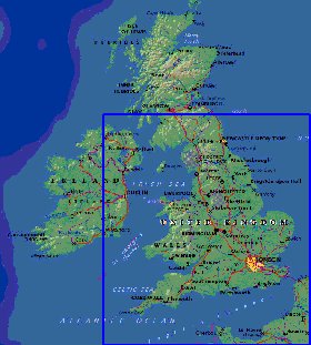 Fisica mapa de Reino Unido em ingles