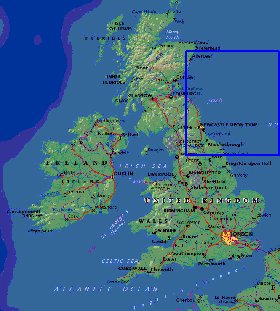 Fisica mapa de Reino Unido em ingles