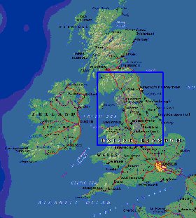 Fisica mapa de Reino Unido em ingles